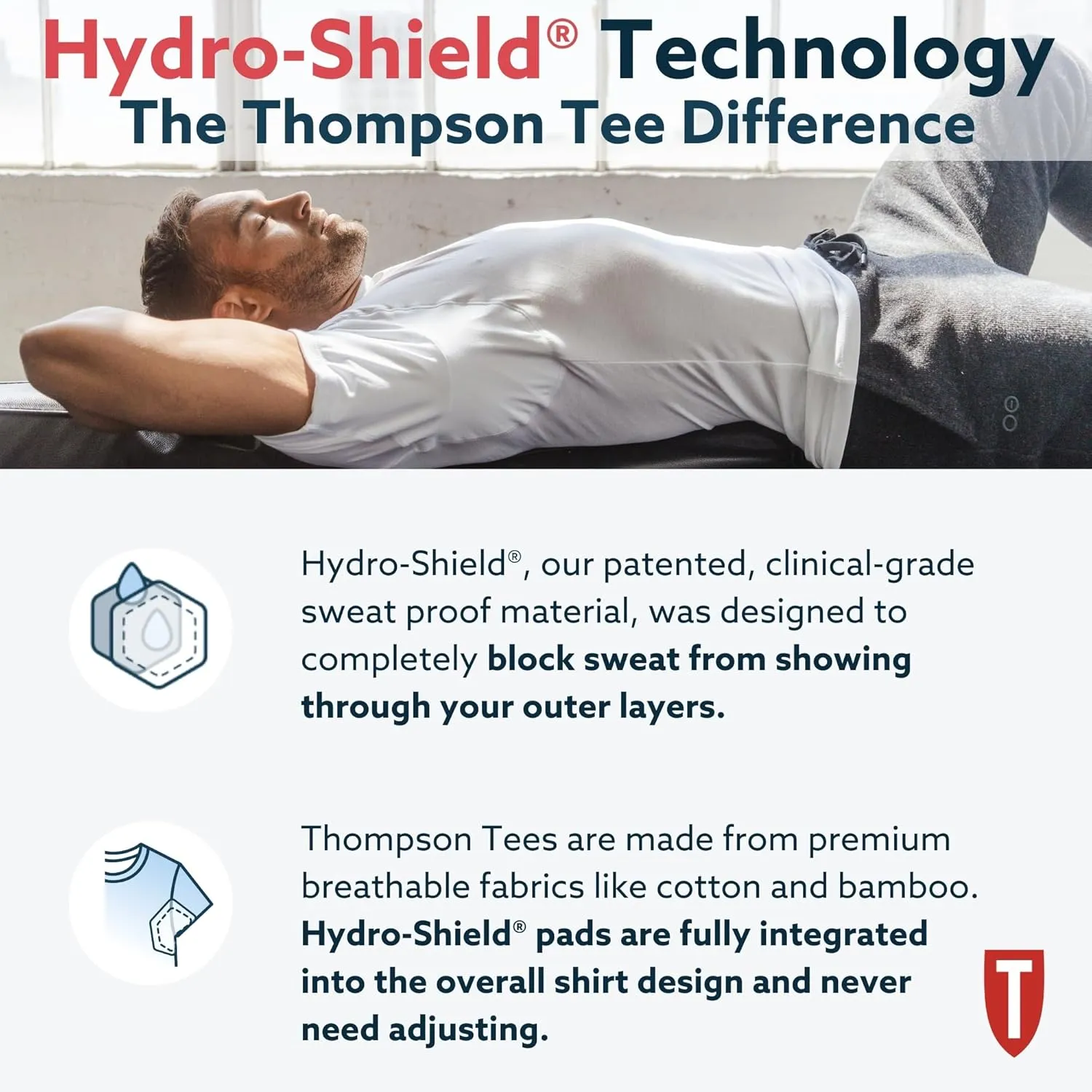 Men's Sweatproof Undershirt | Cotton V Neck | Original Fit | with Sweat Pads