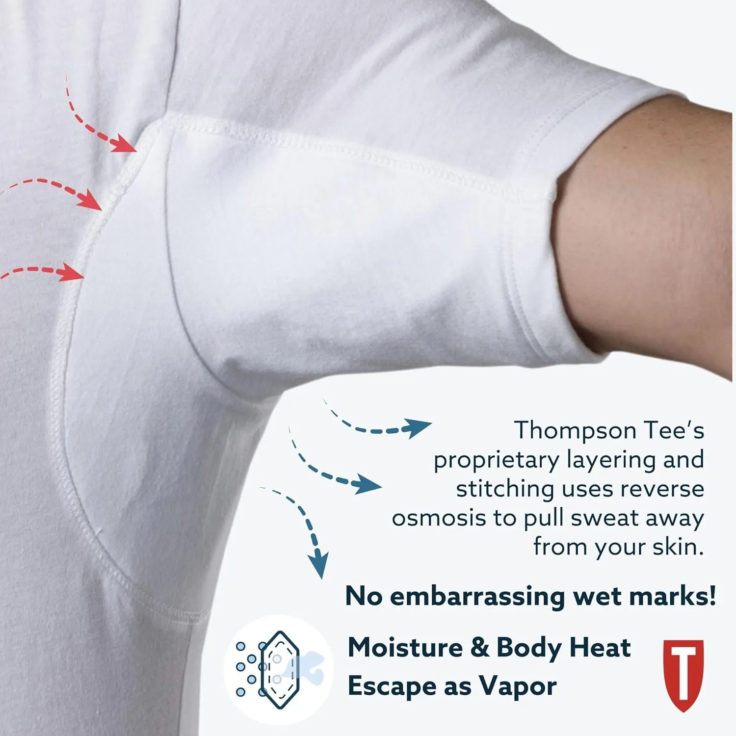 Men's Sweatproof Undershirt | Cotton V Neck | Original Fit | with Sweat Pads