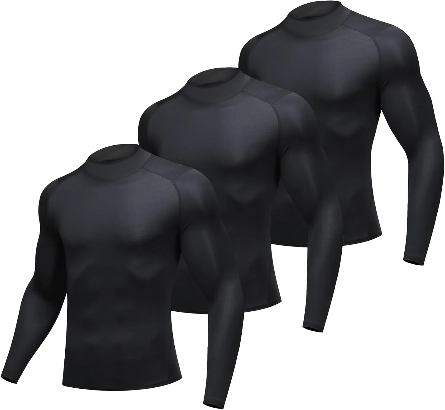 Men's UPF 50  Long Sleeve Rash Guard Compression Shirt Quick Dry Water Surf Swim Shirts Cold Gear Base Layer Ski Top