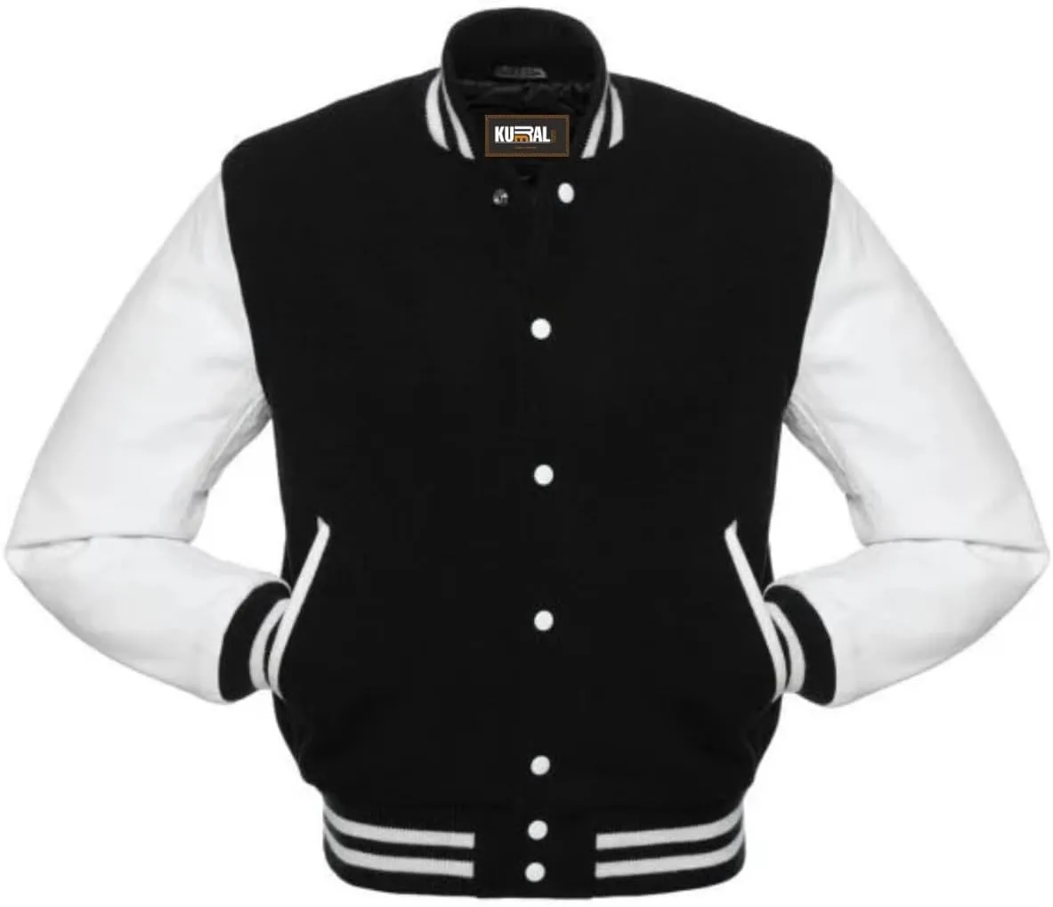 Mens Varsity Jacket - Letterman Jacket - Wool Body Genuine Leather Sleeves Bomber Jacket