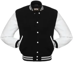 Mens Varsity Jacket - Letterman Jacket - Wool Body Genuine Leather Sleeves Bomber Jacket