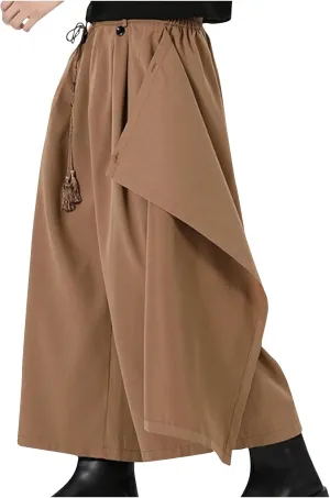 Men's Wide Leg Harem Pants Drop Crotch Baggy Drawstring Streetwear Japanese Harajuku Trousers with Pockets