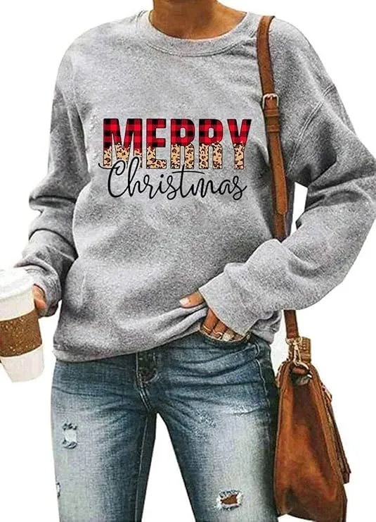 Merry Christmas Shirts for Women Merry and Bright Sweatshirts Xmas Tree Gnomes Graphic Tee Winter Snowman Fleece Top