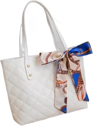 Messenger Bag Large Capacity Bag Trendy Simple Scarf Tote Bag Shoulder Bucket Bag Bags Fit for Women Leisure Bag(White)
