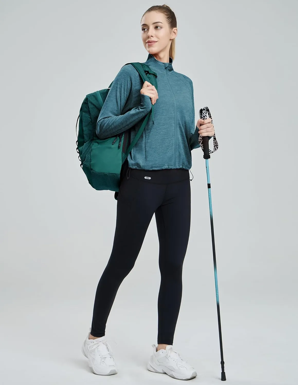 MIER Womens Athletic Jackets Light Weight Cropped Zip Up Workout Running Jacket UPF 50  Full Zip UV Shirts with Pockets