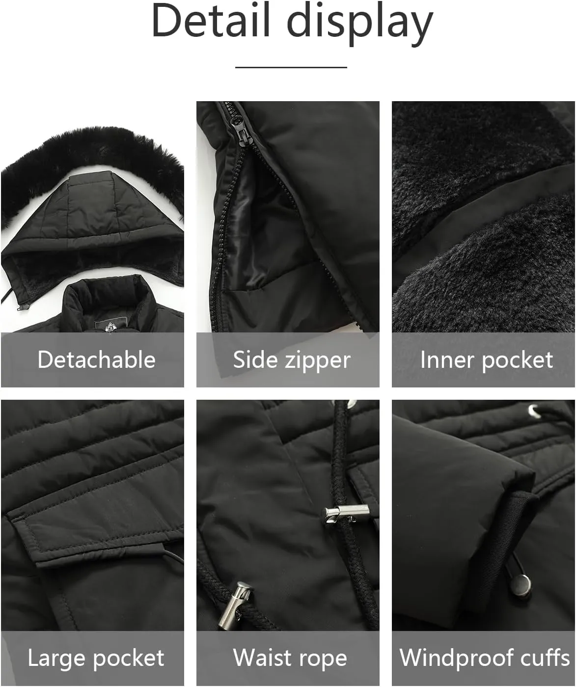 MOERDENG Women's Long Winter Puffer Coat Waterproof Warm Maxi Down Jacket Faux Fur Removable Hood Parka