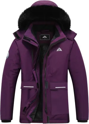 MOERDENG Women's Waterproof Winter Snow Coat Windproof Ski Jacket Hooded Snowboarding Jackets