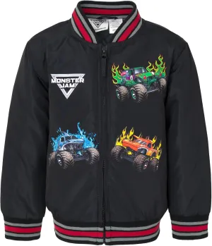 Monster Jam Zip Up Varsity Bomber Jacket Toddler to Little Kid Grave Digger El Toro Loco Megalodon