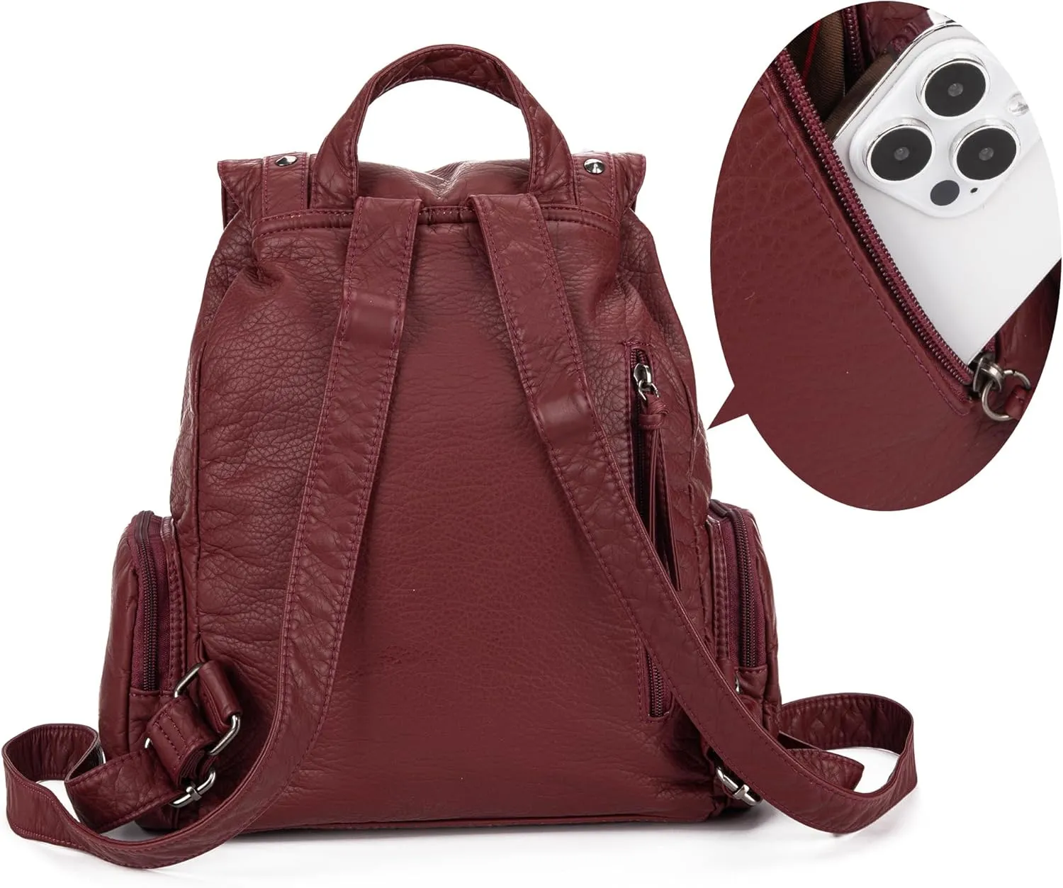 Montana West Backpack Purse for Women Trendy Satchel Backpack Washed Leather Drawstring Daypack for Casual Travel