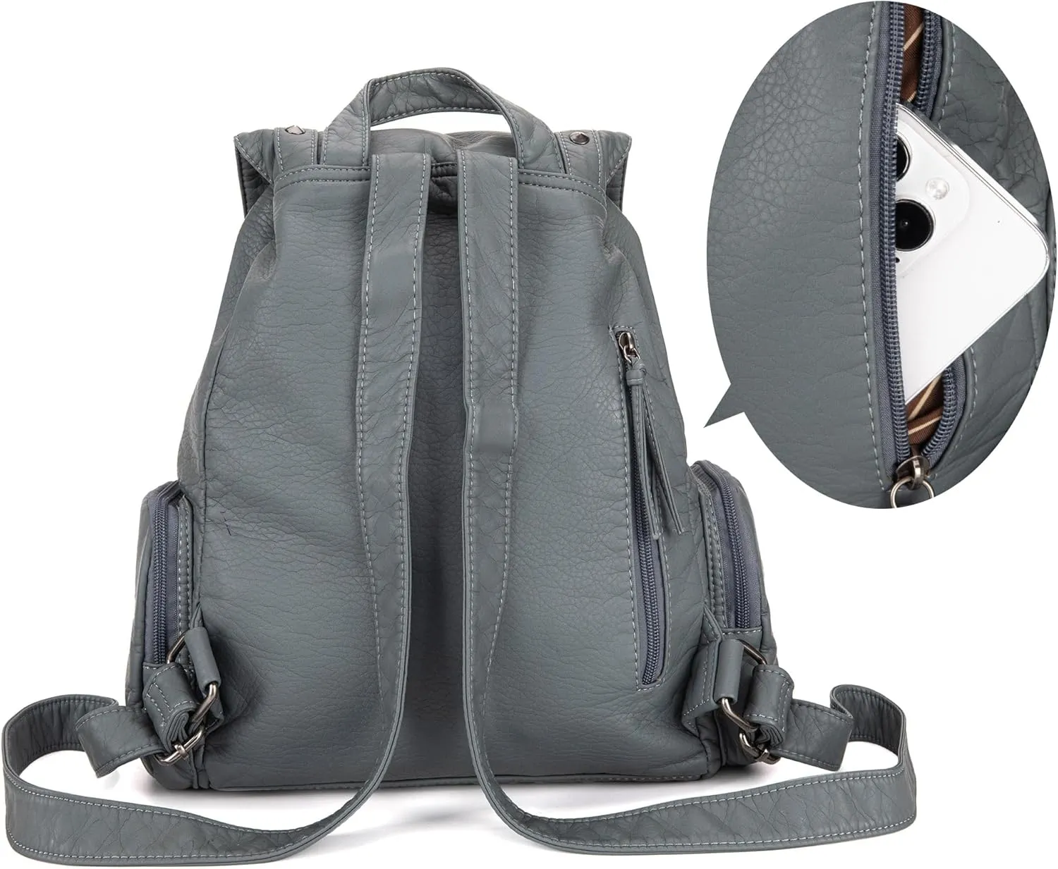 Montana West Backpack Purse for Women Trendy Satchel Backpack Washed Leather Drawstring Daypack for Casual Travel