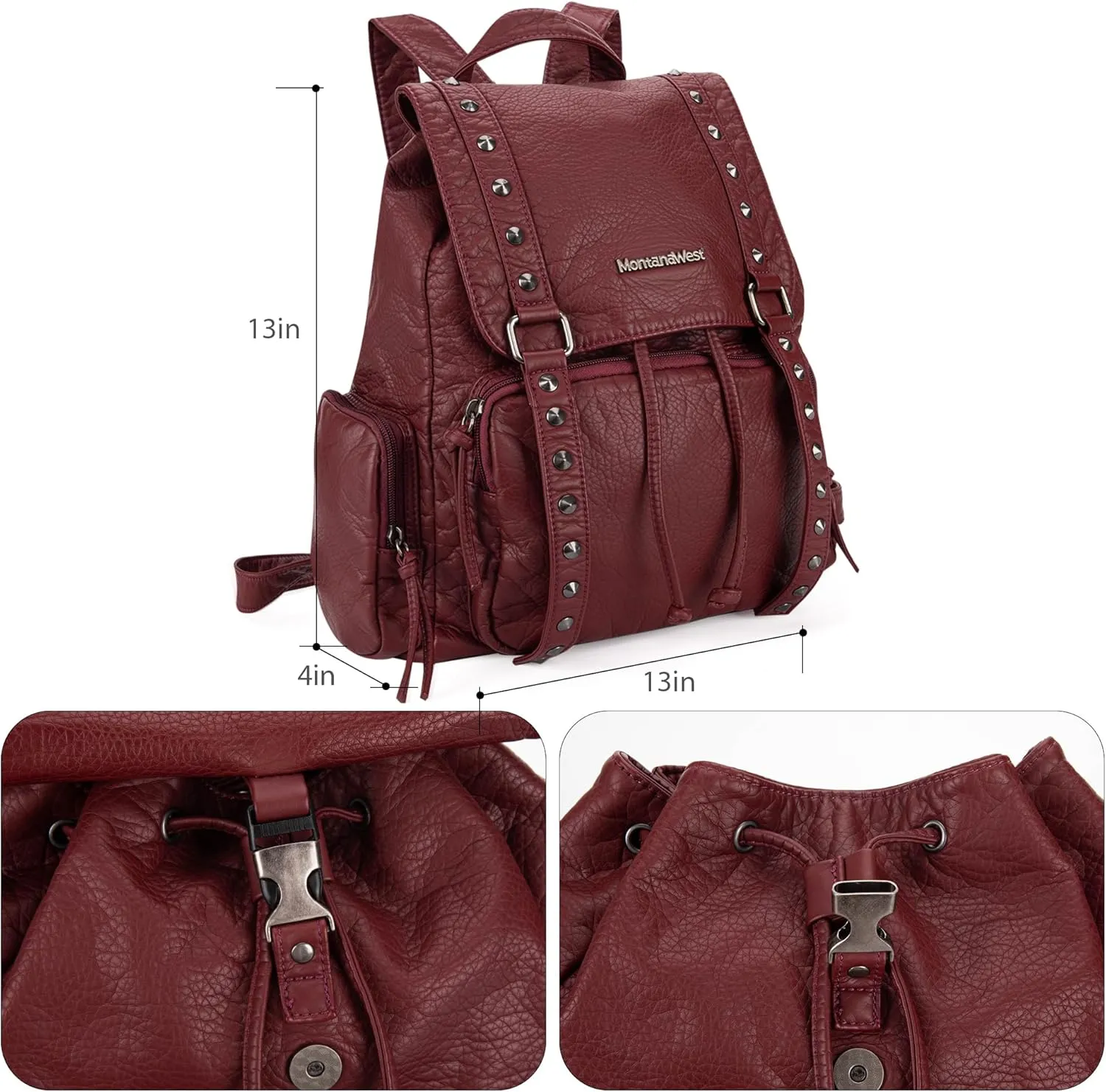 Montana West Backpack Purse for Women Trendy Satchel Backpack Washed Leather Drawstring Daypack for Casual Travel