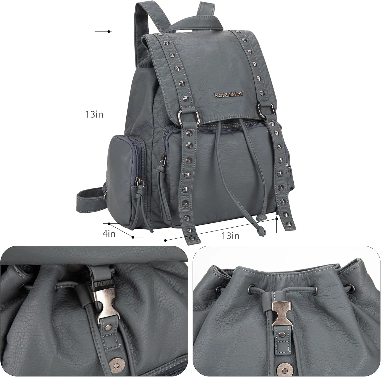 Montana West Backpack Purse for Women Trendy Satchel Backpack Washed Leather Drawstring Daypack for Casual Travel