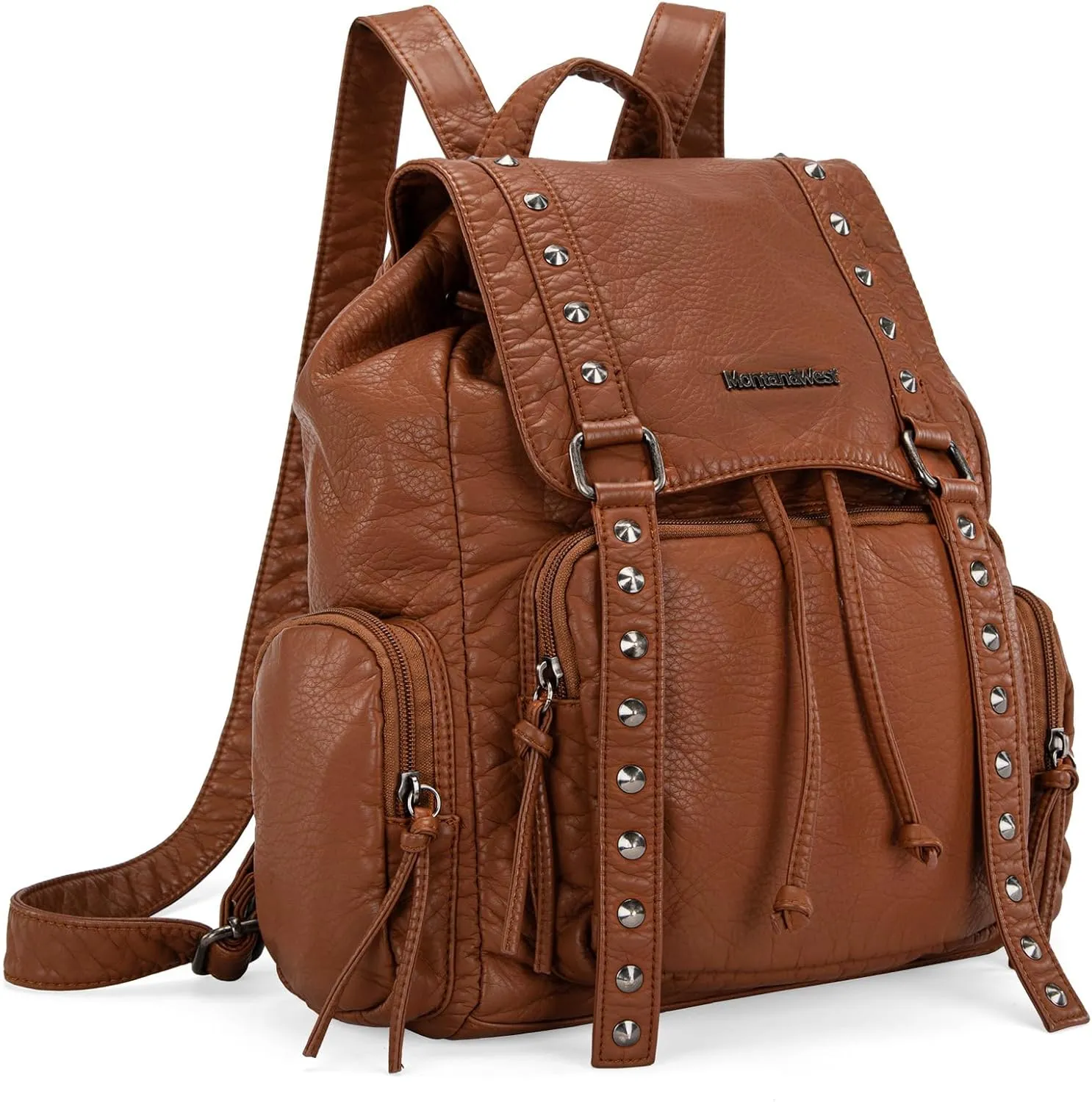 Montana West Backpack Purse for Women Western Trendy Satchel Backpack Washed Leather Drawstring Daypack for Casual Travel