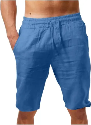 Muscularfit Beach Shorts for Men Summer Casual Cotton Linen Shorts Loose Fit Elastic Waist Drawstring Work Utility Shorts