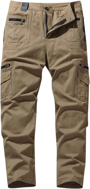 Muscularfit Black Cargo Pants for Men Outdoor Fashion Cotton Multi Pockets Tactical Trousers Comfort Stretch Sweatpants 2023