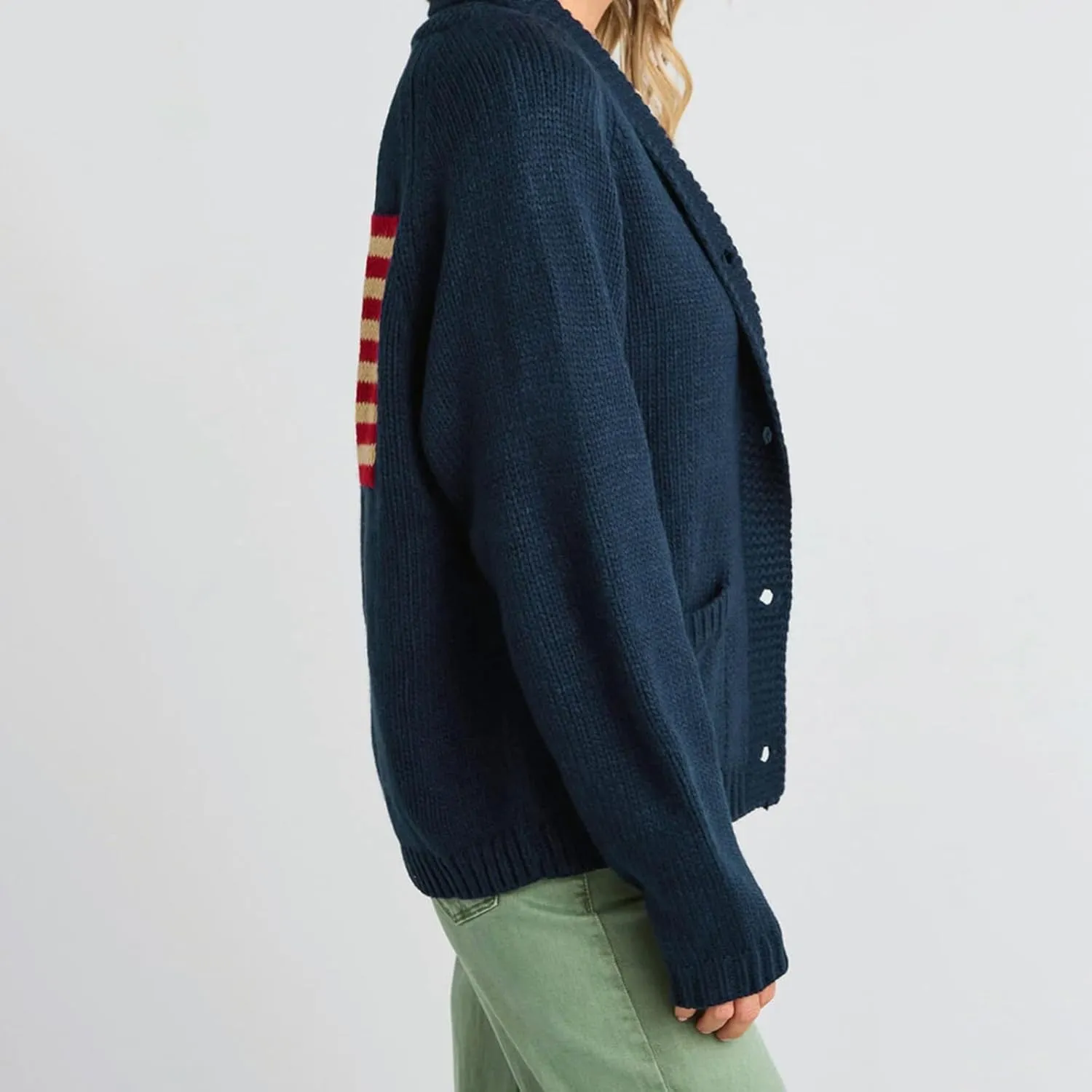 Mxiqqpltky American Flag Cardigan Sweaters for Women Y2k Graphic Long Sleeve Button Down Patriotic Knitwear 4th of July Coats