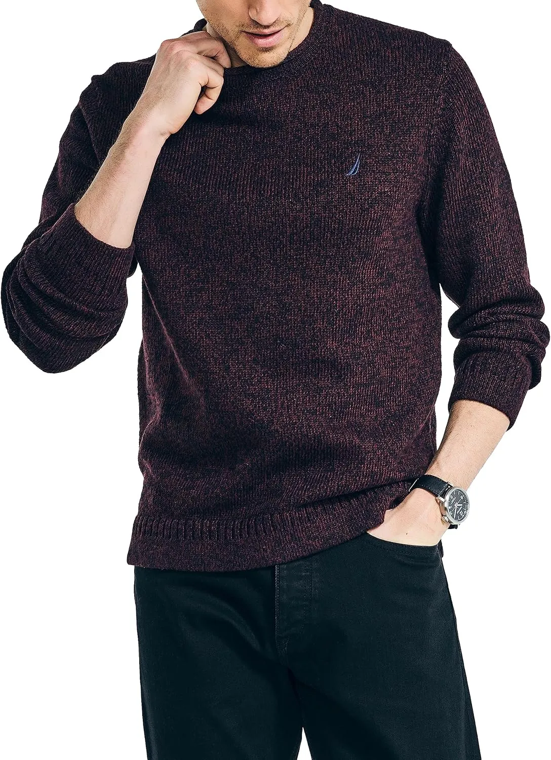 Nautica Men's Rolled Crewneck Sweater