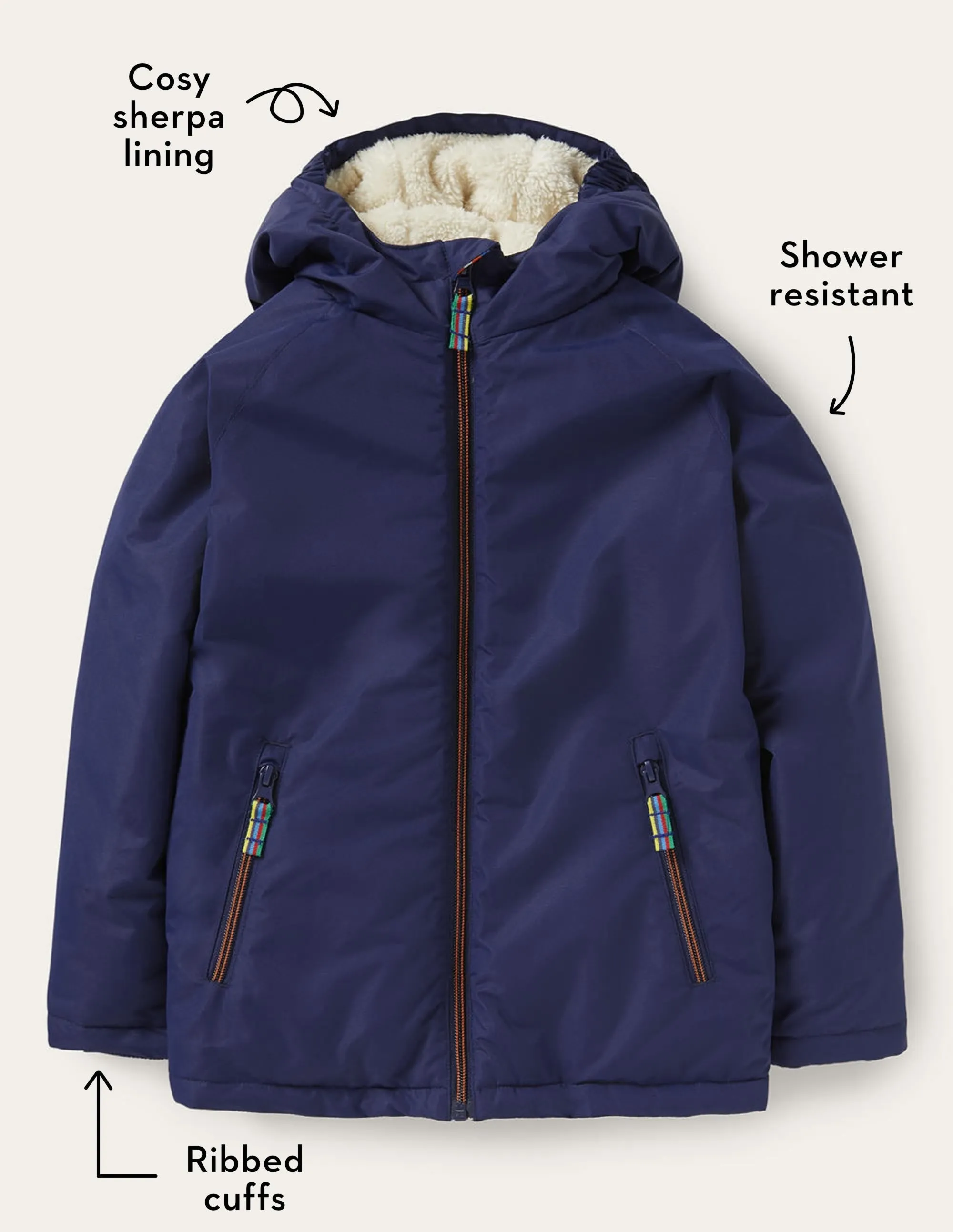 Navy Sherpa-lined Anorak-College Navy