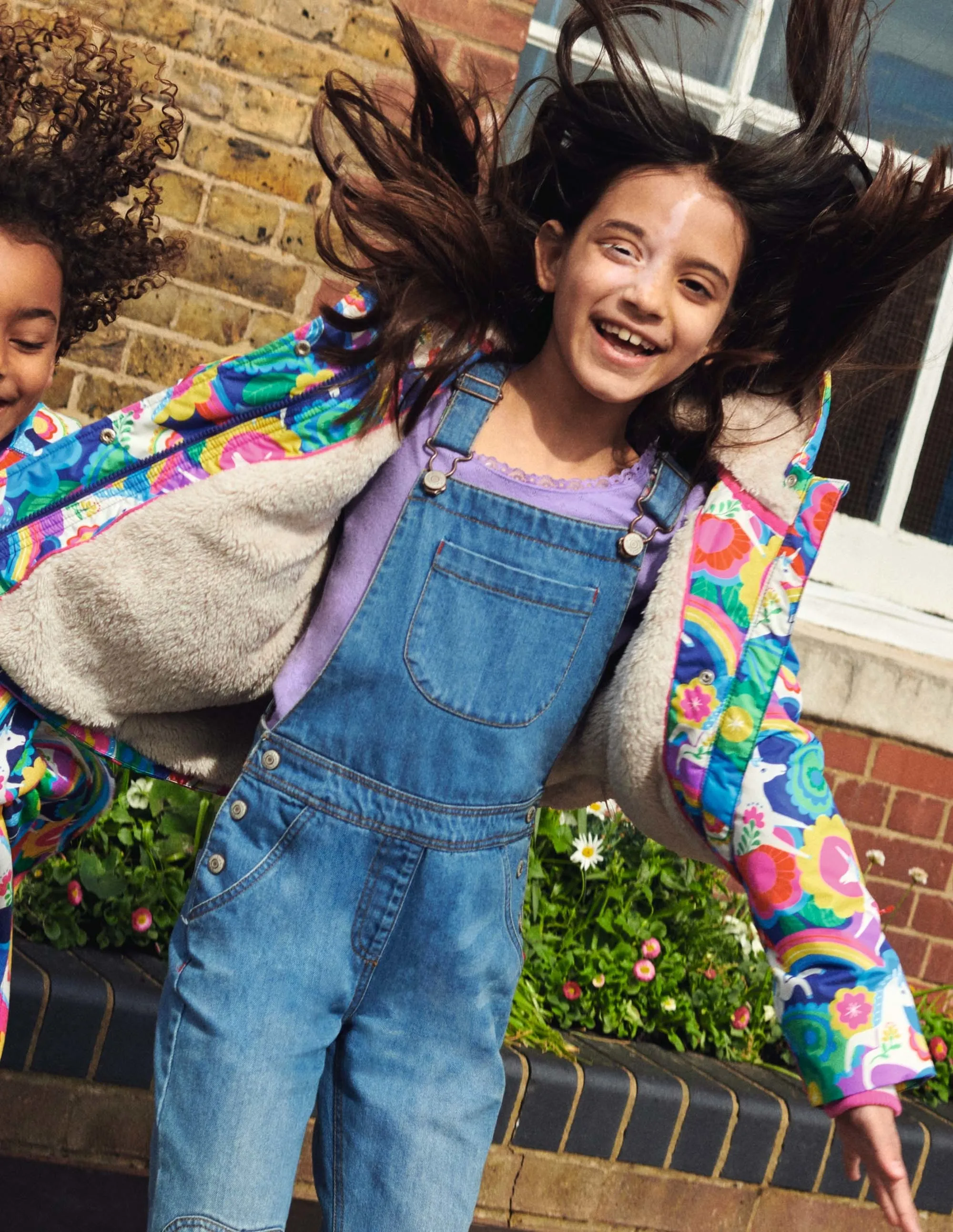 Navy Unicorn Print Sherpa Lined Anorak-Multi Flowerpatch Unicorns