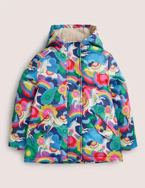 Navy Unicorn Print Sherpa Lined Anorak-Multi Flowerpatch Unicorns