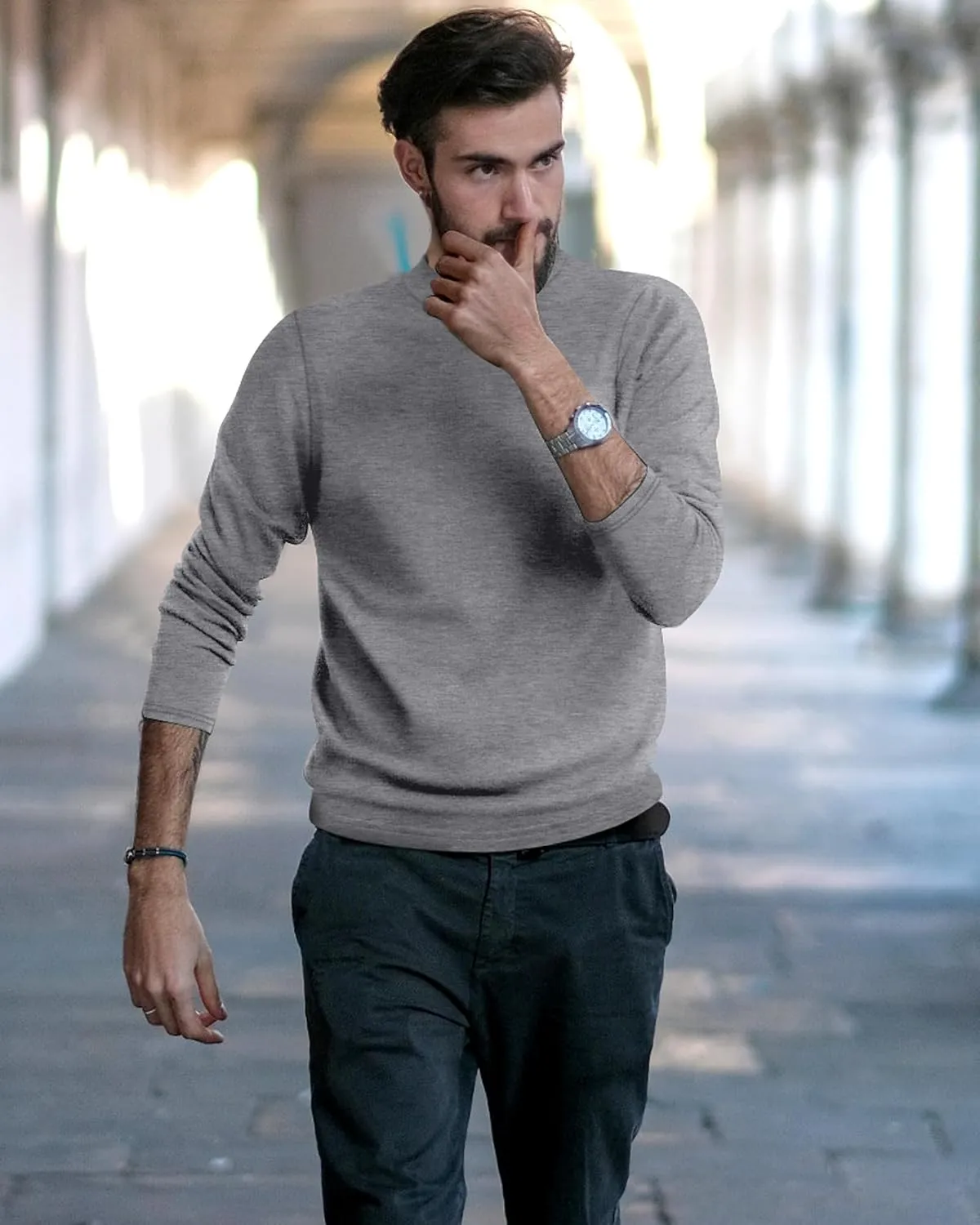Neer 4 Pack Men's Mock Neck Shirts, Long Sleeve Turtleneck Pullover Tops Slim Fit Casual T Shirts Lightweight Basic Sweaters