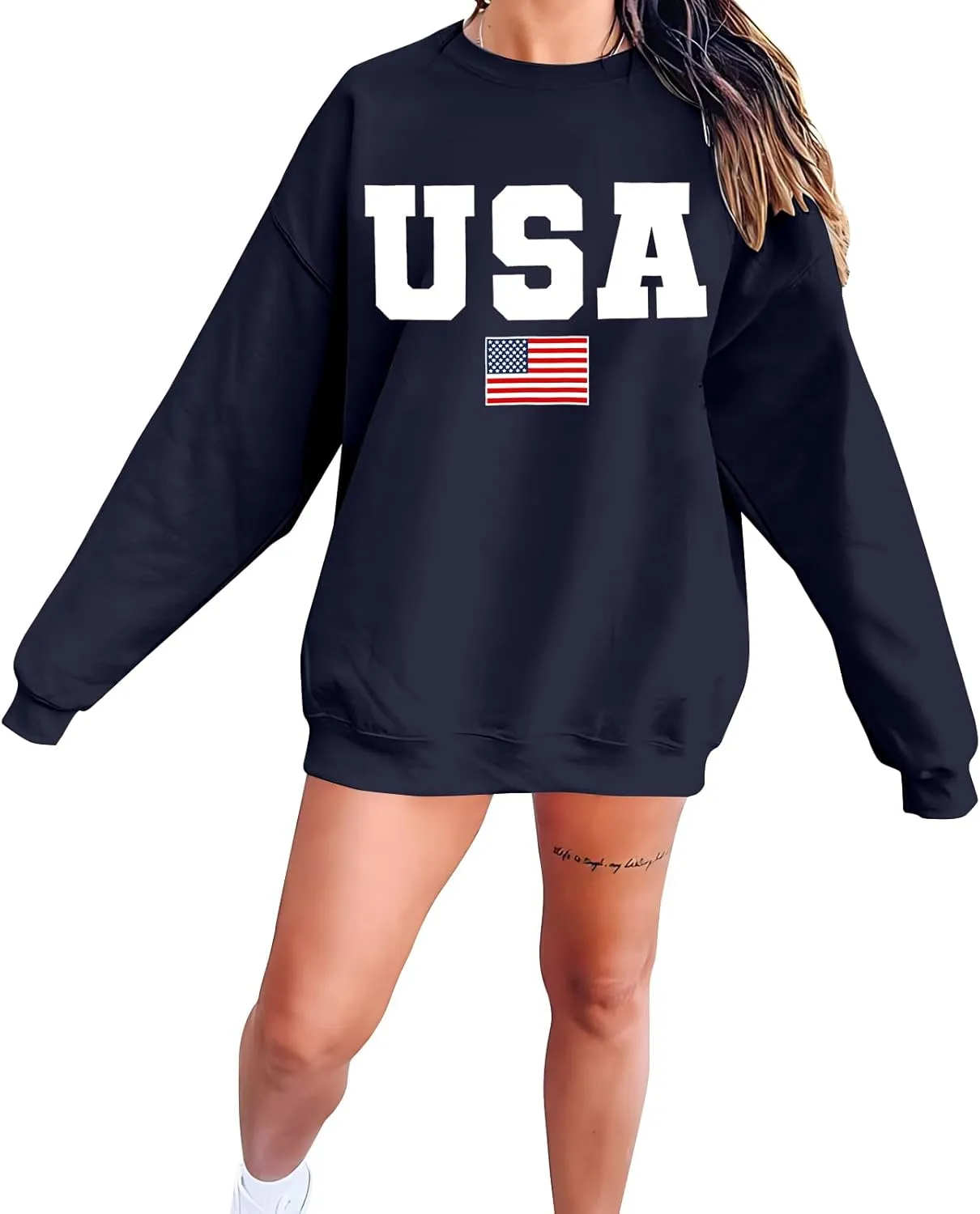 Oversized Usa Sweatshirt Women: Patriotic Tshirt 4th July Shirt Long Sleeve Casual Pullover Tops