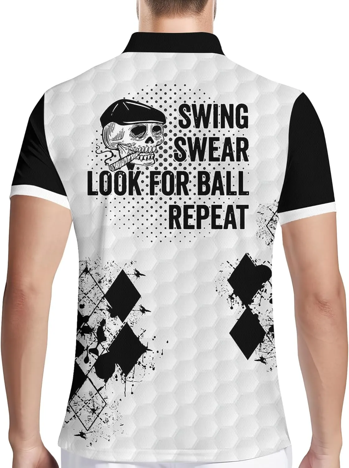 PAGYMO Funny Golf Shirts for Men Crazy Print Moisture Wicking Performance Short Sleeve Athletic Mens Polo Shirt