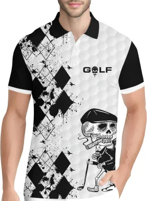 PAGYMO Funny Golf Shirts for Men Crazy Print Moisture Wicking Performance Short Sleeve Athletic Mens Polo Shirt