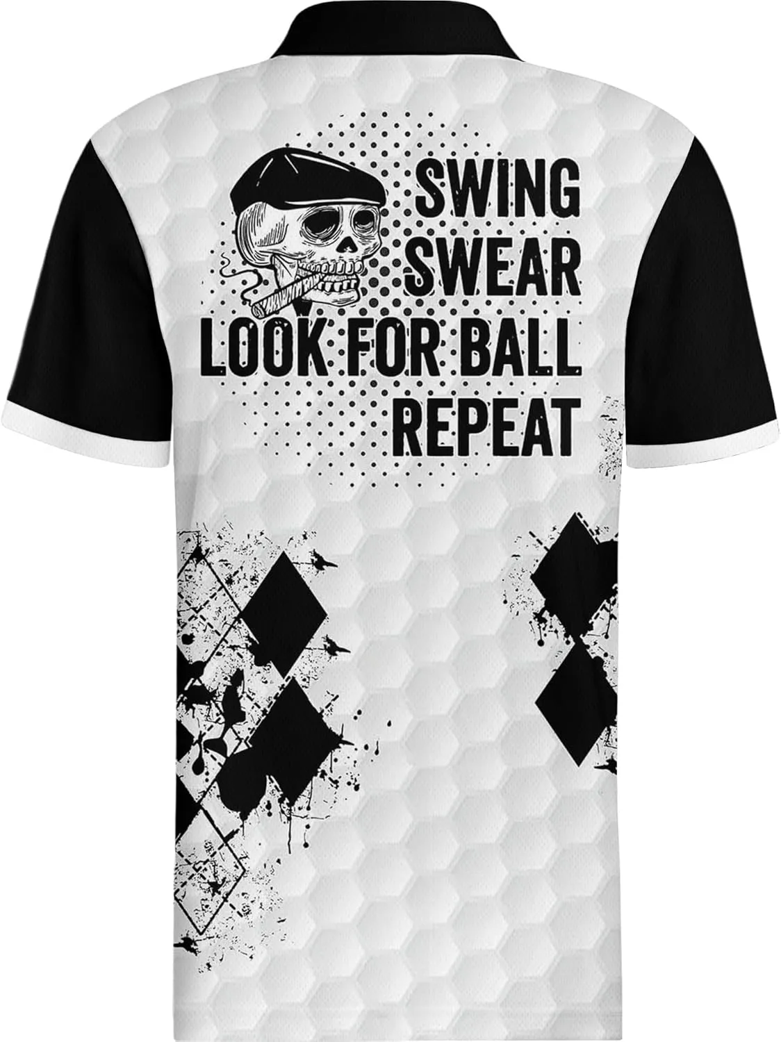 PAGYMO Funny Golf Shirts for Men Crazy Print Moisture Wicking Performance Short Sleeve Athletic Mens Polo Shirt