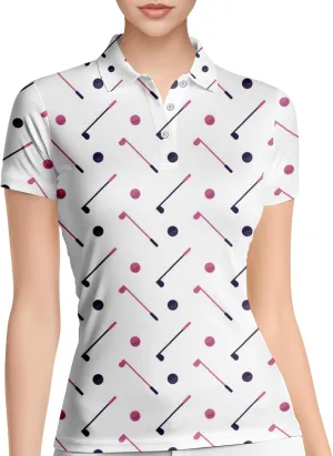 PAGYMO Funny Womens Golf Shirt Crazy Cute Print Moisture Wicking Short Sleeve Polo Shirts for Women