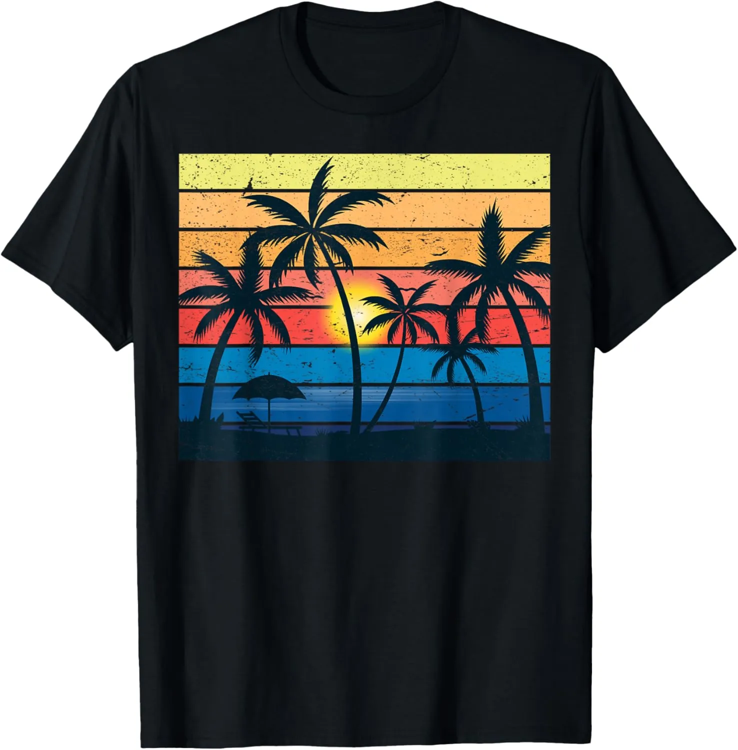 Palm Tree Retro Vintage Sunset Tropical Beach Dress Summer T-Shirt