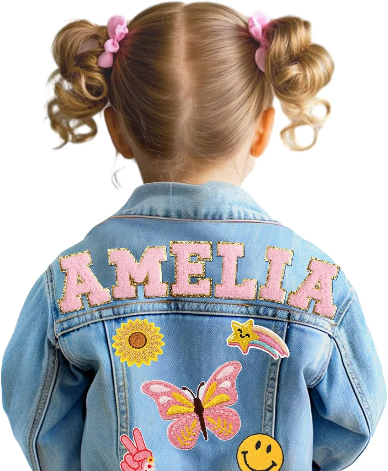 Personalized Denim Jacket for Kids with Name Patches| Custom Toddler Girls Clothes| Back to School Outfit| Jean Jacket Birthday Gifts for Toddlers Girls Boys 1-8