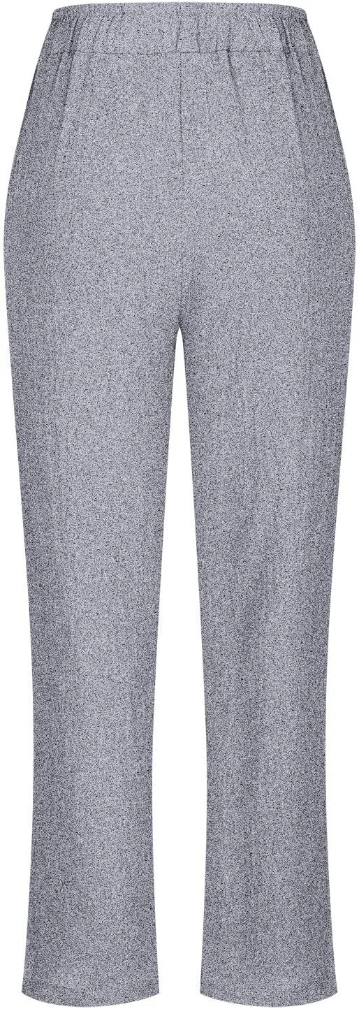 Plus Size Cotton Pants for Women Linen Blend Plus Size Drawstring Pants Folded Hem Lightweight Summer Pants