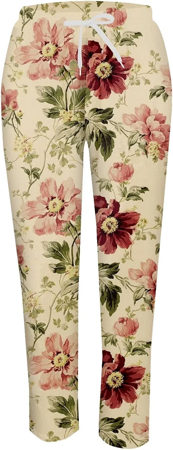 Plus Size Linen Pants for Women Plus Size Summer Cotton Palazzo Pants for Women Casual Summer Trousers