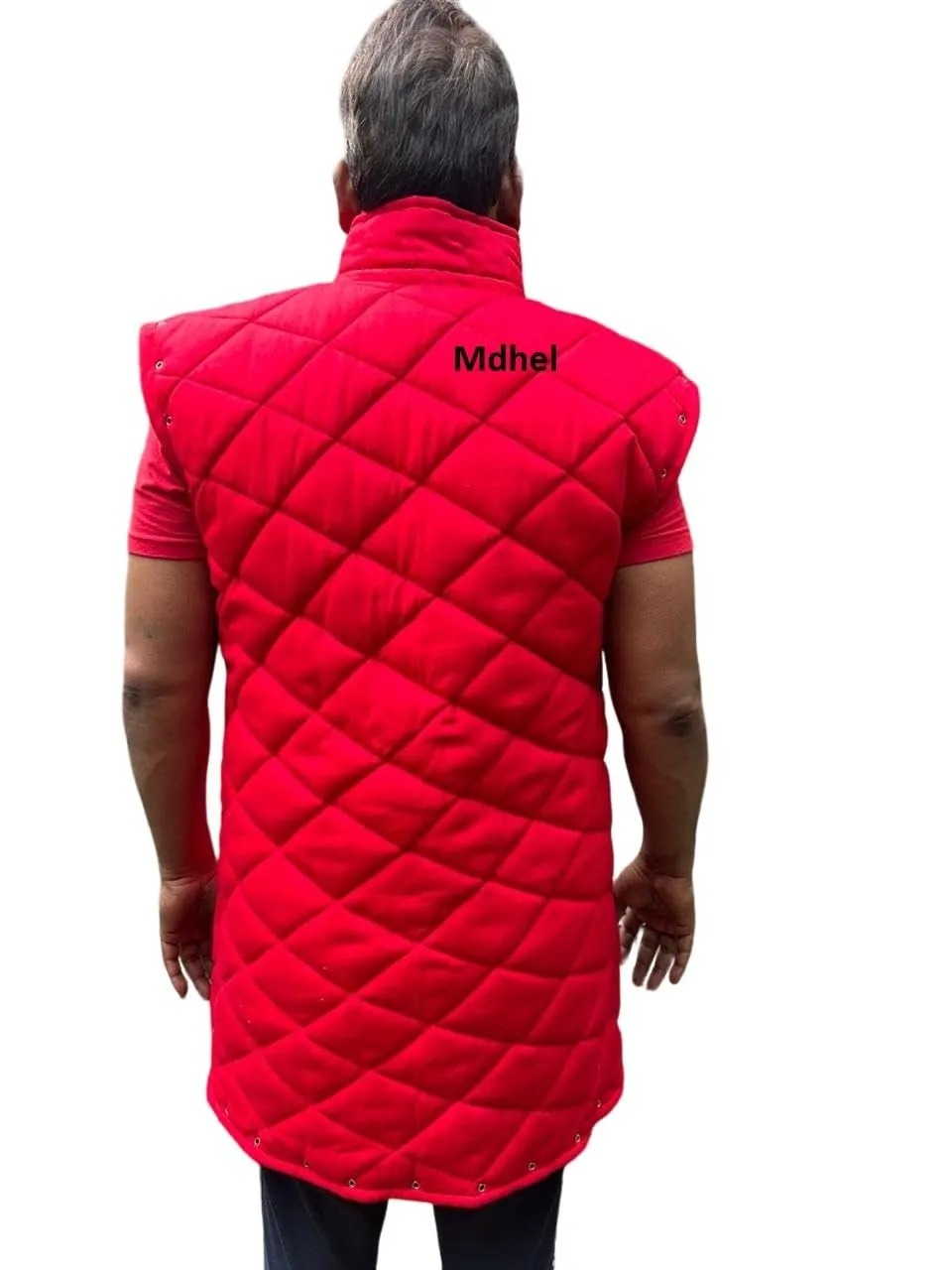 Quilted Padded Sleeveless Jacket, Red, Cotton Padded Coat Sleeveless Wear New (XL)