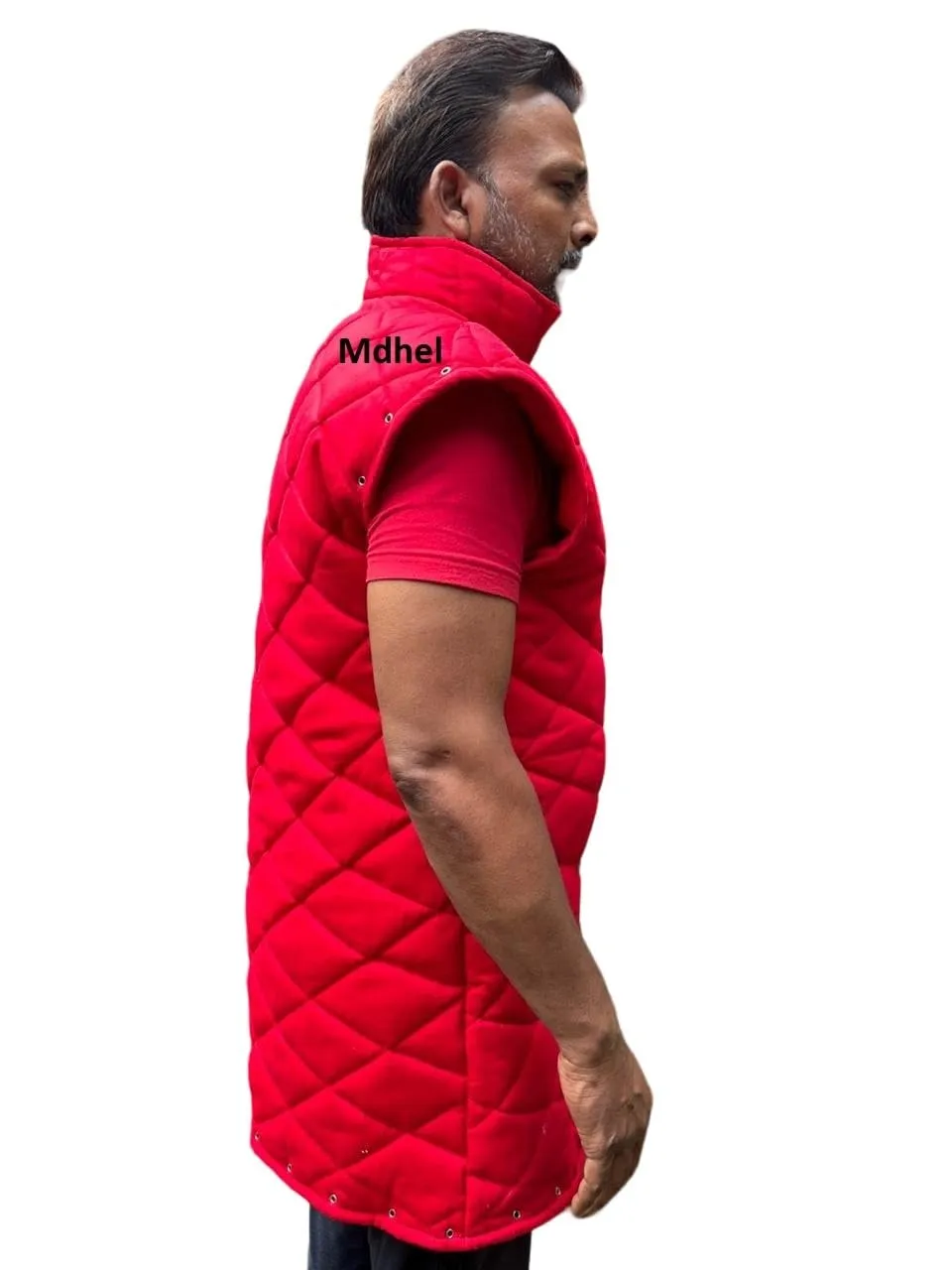 Quilted Padded Sleeveless Jacket, Red, Cotton Padded Coat Sleeveless Wear New (XL)