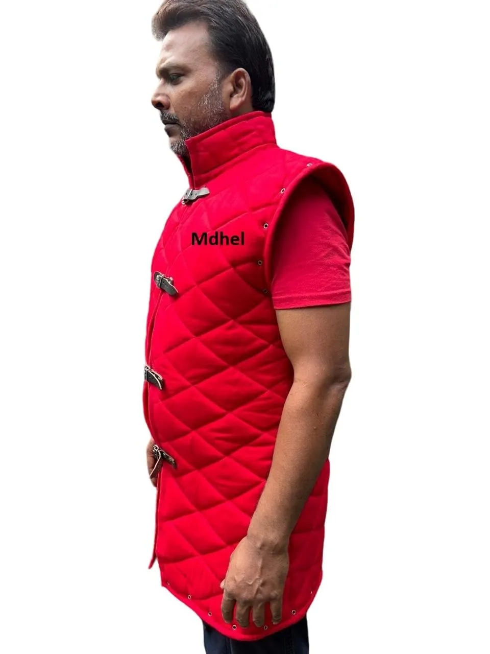 Quilted Padded Sleeveless Jacket, Red, Cotton Padded Coat Sleeveless Wear New (XL)