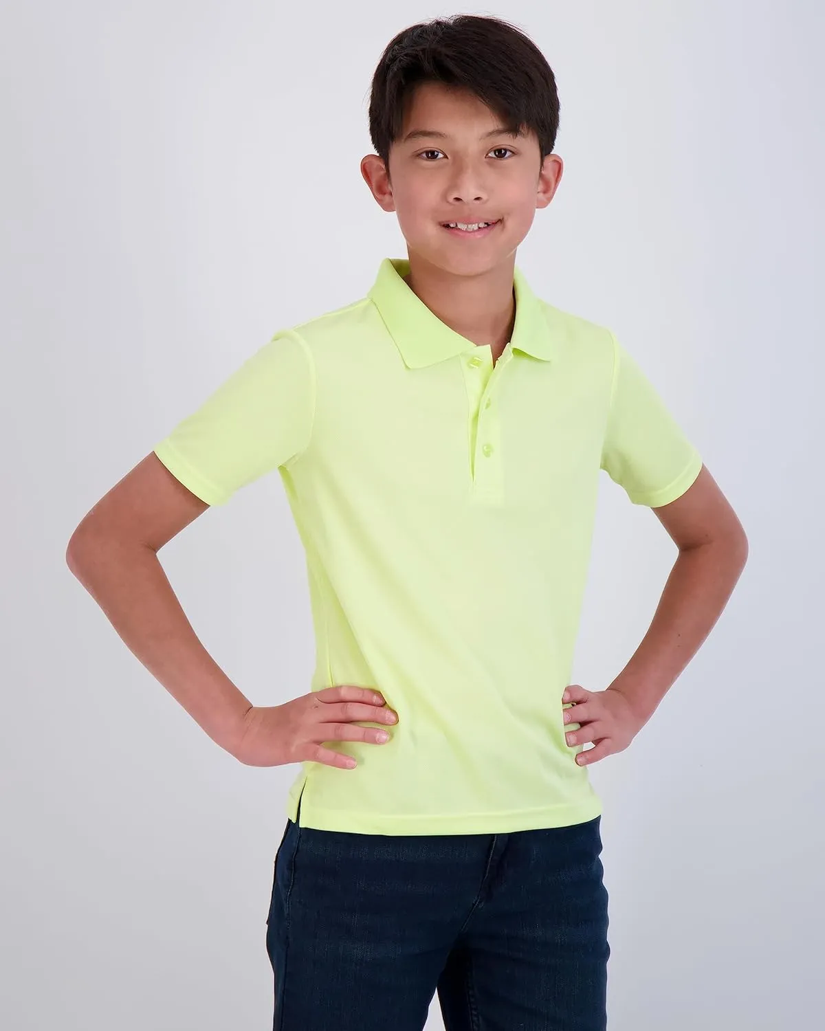 Real Essentials 3 Pack: Boy's Short Sleeve Polo Shirt - School Uniform Active Performance Golf (Ages 4-16)