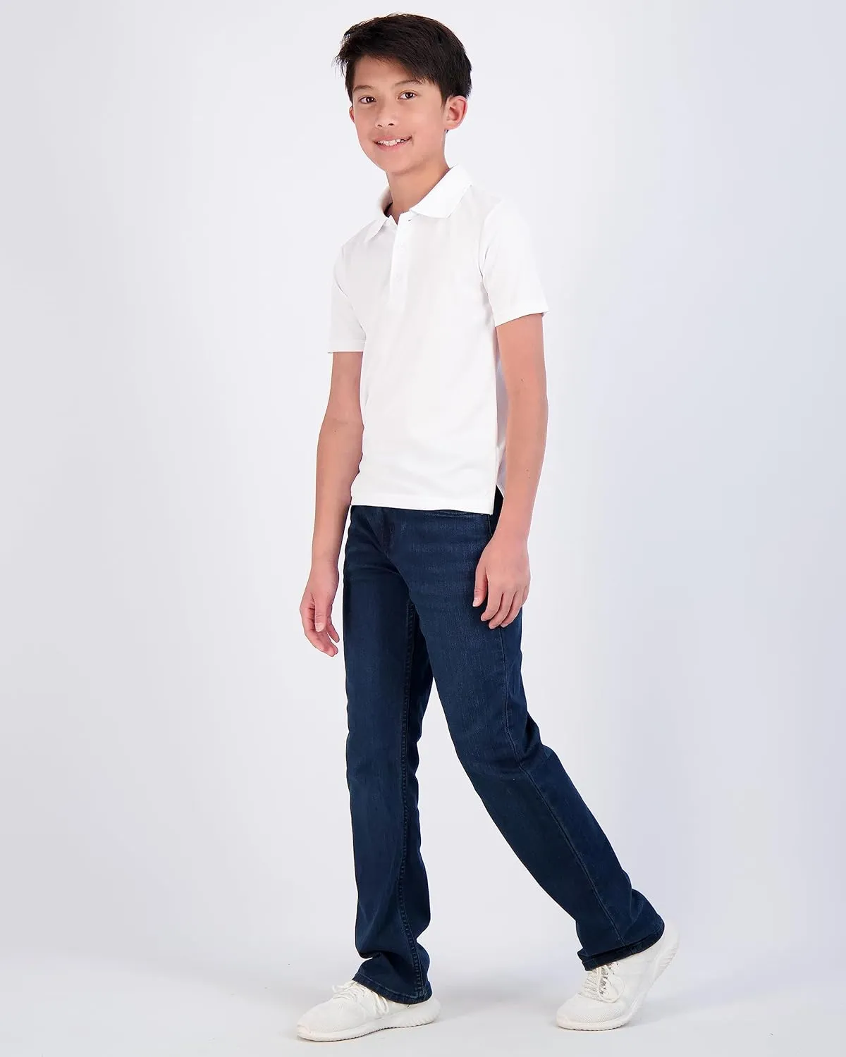 Real Essentials 3 Pack: Boy's Short Sleeve Polo Shirt - School Uniform Active Performance Golf (Ages 4-16)