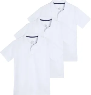 Real Essentials 3 Pack: Boy's Short Sleeve Polo Shirt - School Uniform Active Performance Golf (Ages 4-16)