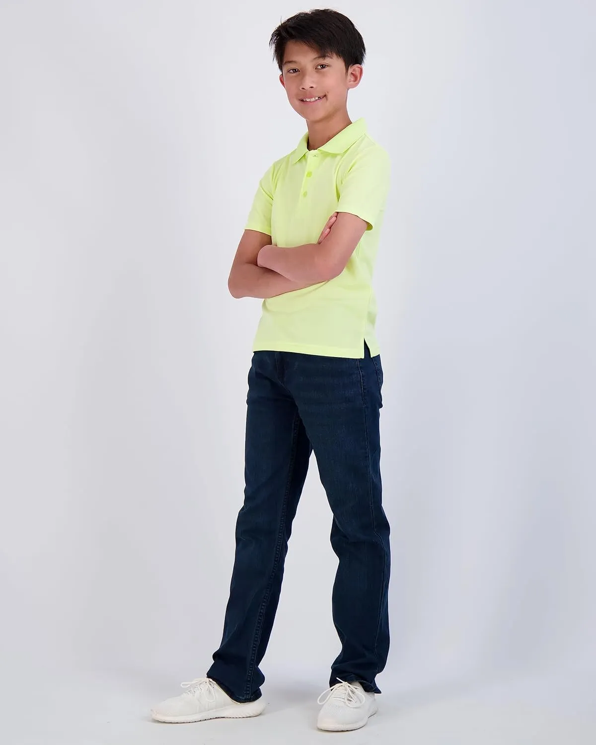 Real Essentials 3 Pack: Boy's Short Sleeve Polo Shirt - School Uniform Active Performance Golf (Ages 4-16)