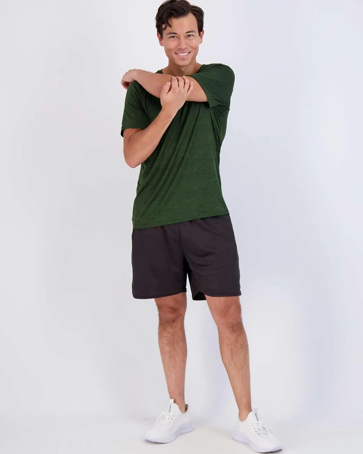 Real Essentials 5 Pack: Mens Short Sleeve Dry Fit Active Crew Neck T Shirt - Athletic Running Gym Workout Tee Tops
