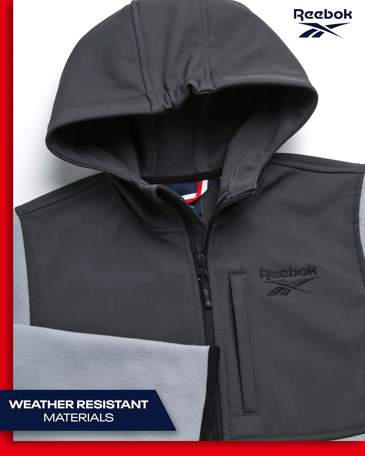 Reebok Boys' Jacket - Warm Polar Fleece Zip Up Hoodie Jacket for Boys - Lightweight Athletic Boy's Comfort Hoodie (4-20)