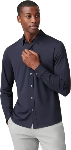 Rhone Men's Commuter Shirt, Performance Dress Shirts for Men, Machine Washable, Wrinkle Resistant, Slim Fit Button Down Shirt (True Navy, Small)