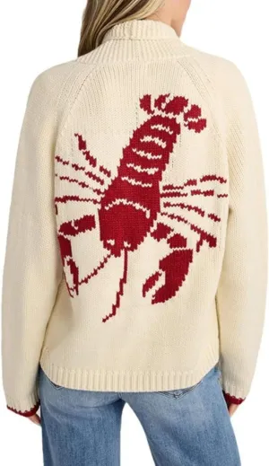 RICHTRUE Women's Graphic Lobster Sweater Vintage Oversized Cardigan Y2K Button Down Sweater Cardigan Women Fall Sweaters