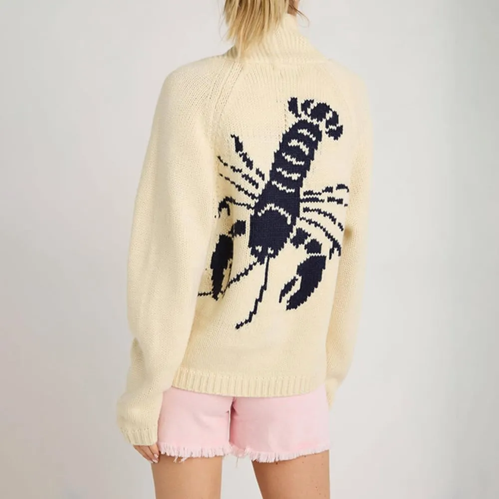 RICHTRUE Women's Graphic Lobster Sweater Vintage Oversized Cardigan Y2K Button Down Sweater Cardigan Women Fall Sweaters