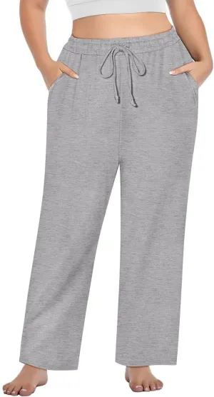 RITERA Plus Size Pants for Women Soft Joggers Sweatpants Casual Loose Comfy Lounge Pajama Drawstring Pant with Pockets XL-5XL