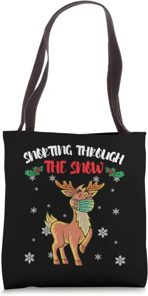 Rudolph Reindeer With Face Mask Toilet Paper Hand Sanitizer Tote Bag