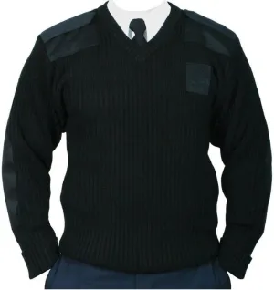RYNO GEAR Commando Sweater - Blue Adult Men's Classic V-Neck Long Sleeve Polyester Blend Pullover Sweater