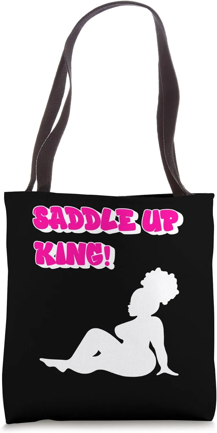 Saddle Up Daddy Ebony Queen Black Sexy Outfit Naughty Women Tote Bag
